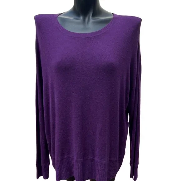 Eileen Fisher Oversize Sweater Pullover Stretchy Long Sleeve Purple Size L - Picture 1 of 7